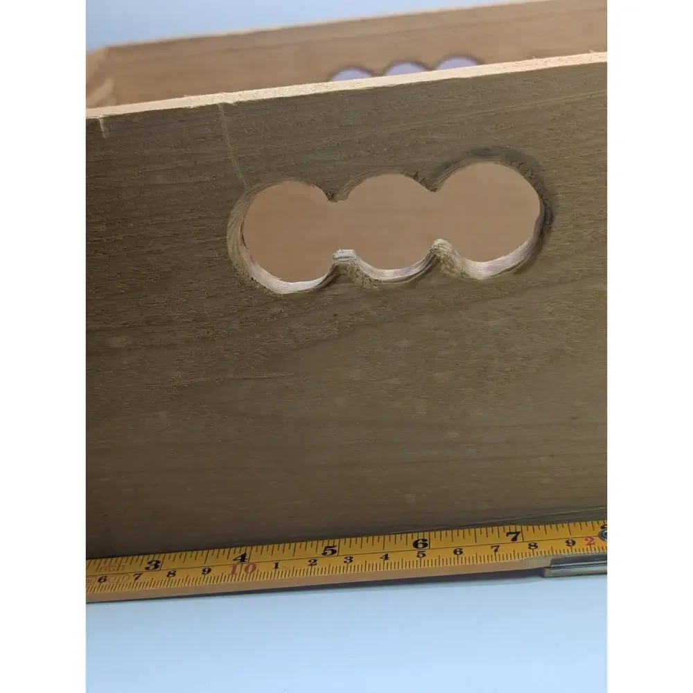 Rustic Wooden Storage Crate Box Slatted Sides Cutout Handles 12